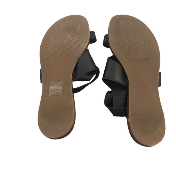 Tory Burch Black Leather Gladiator Ankle Strap Flats Sandals - Picture 4 of 10